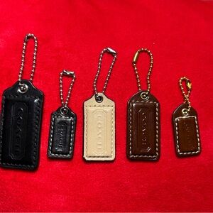 Coach Signature Leather Bag Tags Set - Black, Cream, Brown